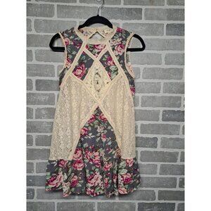 Umge Floral Crochet Lace‎ Floral Womens  Sleeveless Tunic Hippi Indi Size Medium